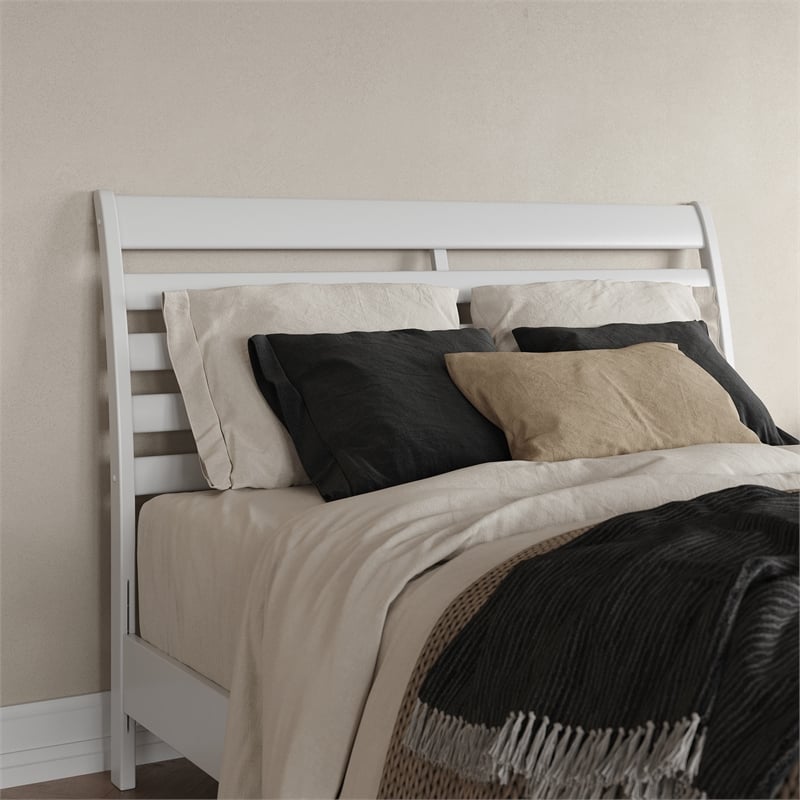 Savannah Queen Wood Low Profile Platform Bed in White