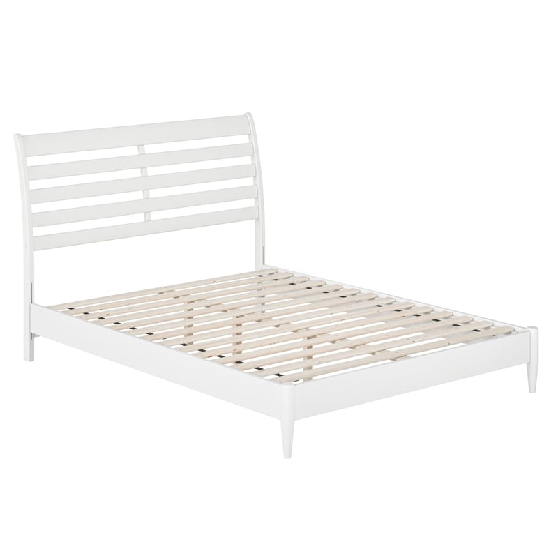 Savannah Queen Wood Low Profile Platform Bed in White