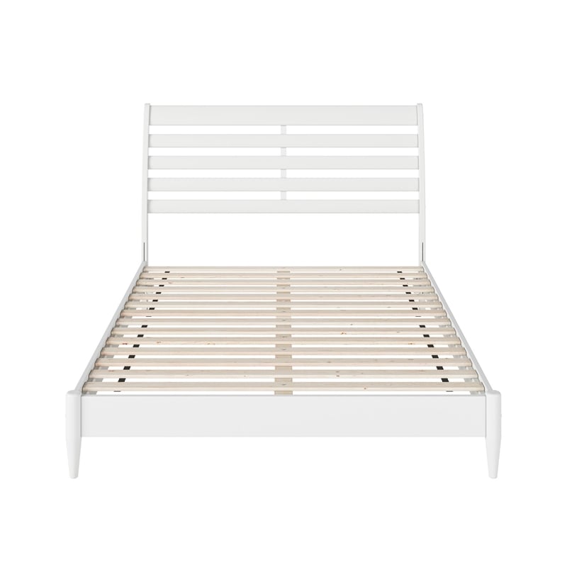 Savannah Queen Wood Low Profile Platform Bed in White