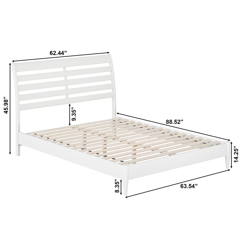 Savannah Queen Wood Low Profile Platform Bed in White