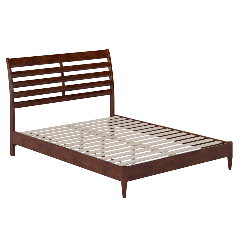 Savannah Queen Solid Wood Low Profile Platform Bed in Walnut