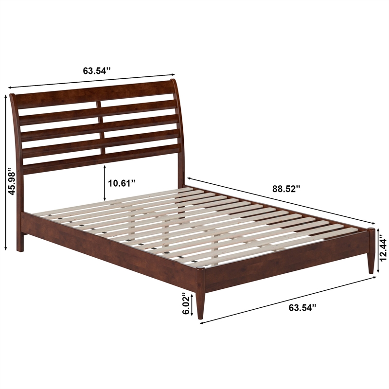 Savannah Queen Solid Wood Low Profile Platform Bed in Walnut