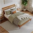 Savannah Queen Wood Low Profile Platform Bed in Light Toffee