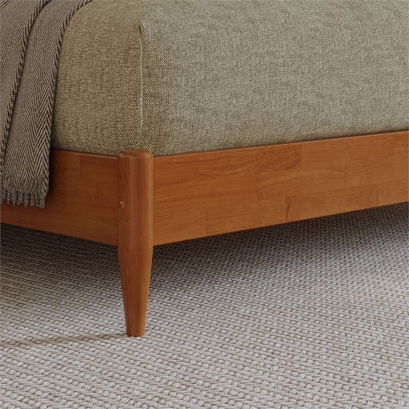 Savannah Queen Wood Low Profile Platform Bed in Light Toffee