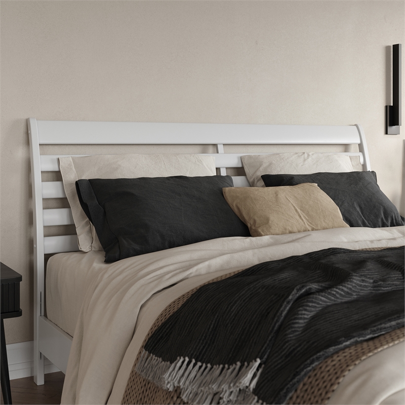Savannah King Wood Low Profile Platform Bed in White