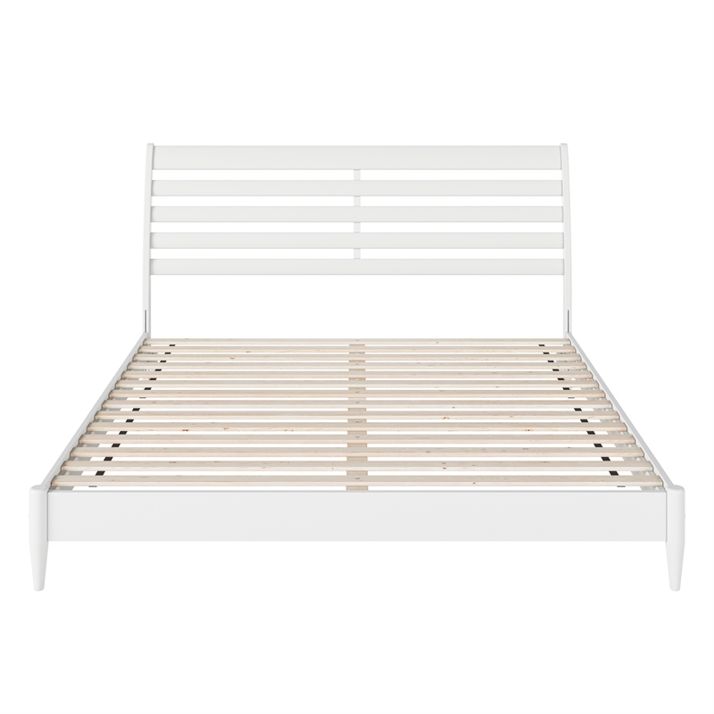 Savannah King Wood Low Profile Platform Bed in White