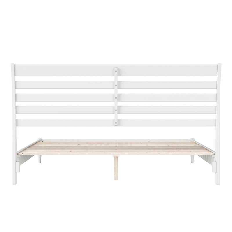 Savannah King Wood Low Profile Platform Bed in White