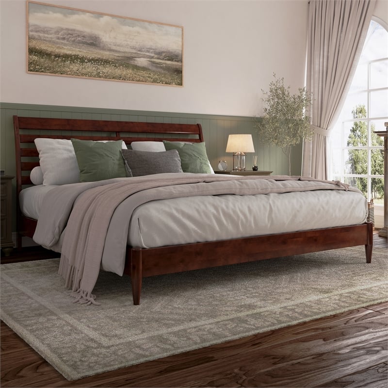AFI Savannah King Solid Wood Low Profile Platform Bed in Walnut
