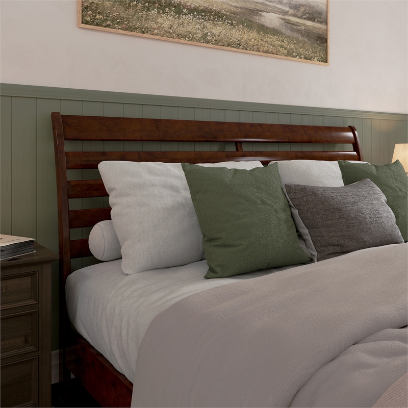 AFI Savannah King Solid Wood Low Profile Platform Bed in Walnut