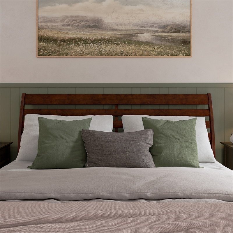 AFI Savannah King Solid Wood Low Profile Platform Bed in Walnut