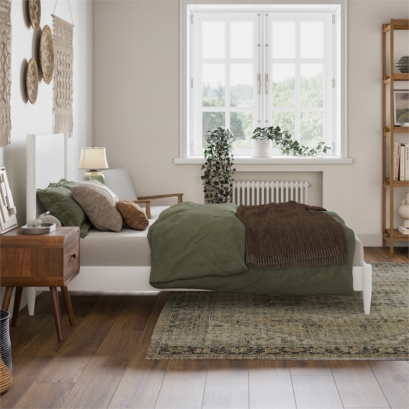 Pasadena Twin XL Solid Wood Low Profile Platform Bed in White