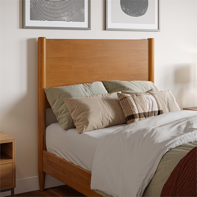 Pasadena Twin XL Wood Low Profile Platform Bed in Light Toffee