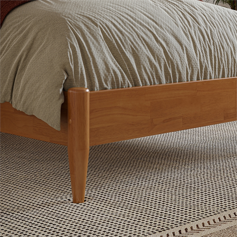 Pasadena Twin XL Wood Low Profile Platform Bed in Light Toffee