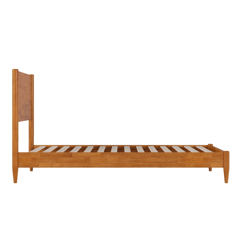 Pasadena Twin XL Wood Low Profile Platform Bed in Light Toffee