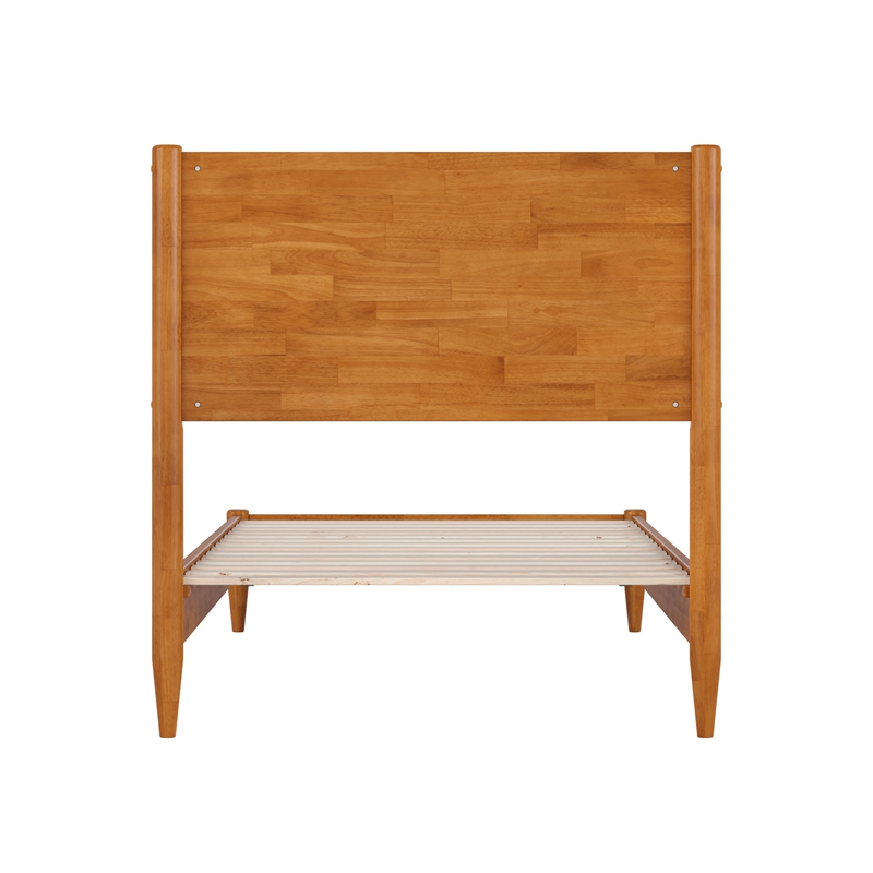 Pasadena Twin XL Wood Low Profile Platform Bed in Light Toffee