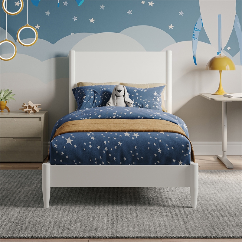 AFI Pasadena Twin Solid Wood Low Profile Platform Bed in White