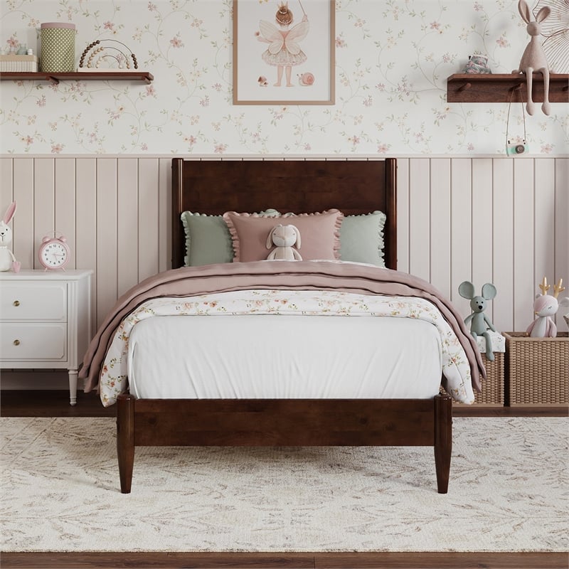 AFI Pasadena Twin Solid Wood Low Profile Platform Bed in Walnut
