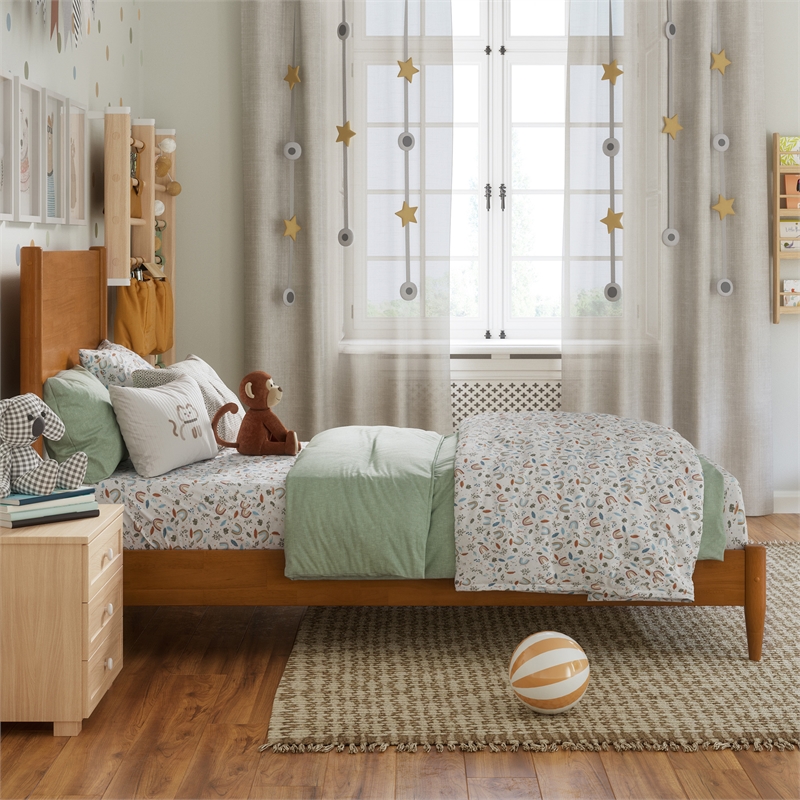 Pasadena Twin Solid Wood Low Profile Platform Bed in Light Toffee