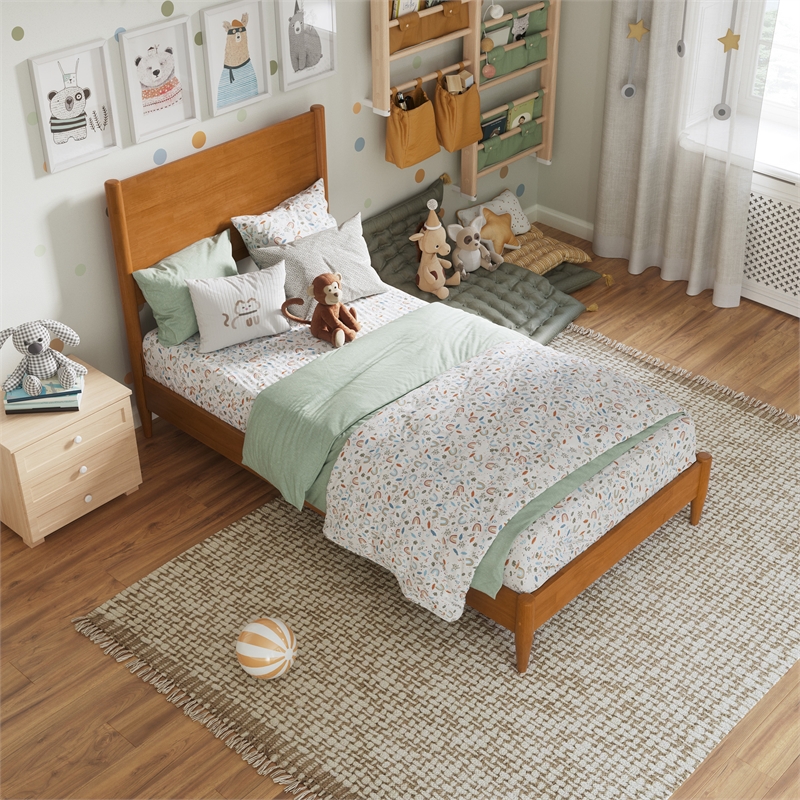 Pasadena Twin Solid Wood Low Profile Platform Bed in Light Toffee