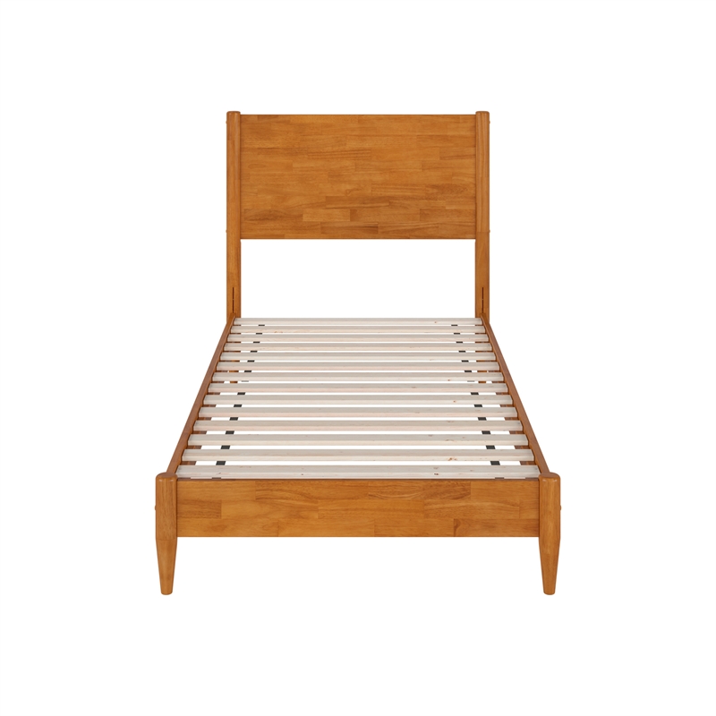 Pasadena Twin Solid Wood Low Profile Platform Bed in Light Toffee