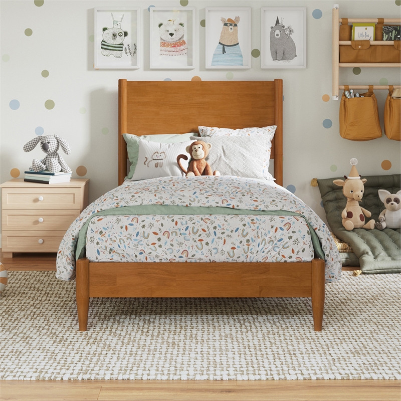 Pasadena Twin Solid Wood Low Profile Platform Bed in Light Toffee