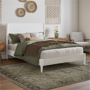 afi pasadena full solid wood low profile platform bed in white