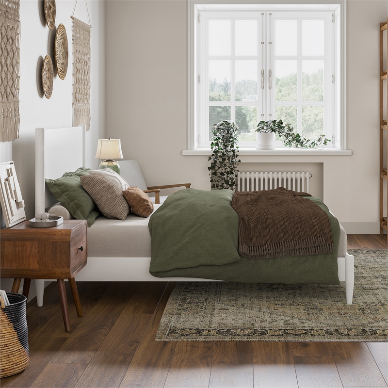 AFI Pasadena Full Solid Wood Low Profile Platform Bed in White