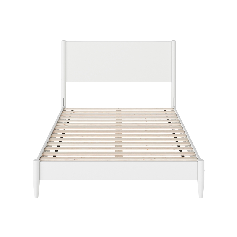 AFI Pasadena Full Solid Wood Low Profile Platform Bed in White