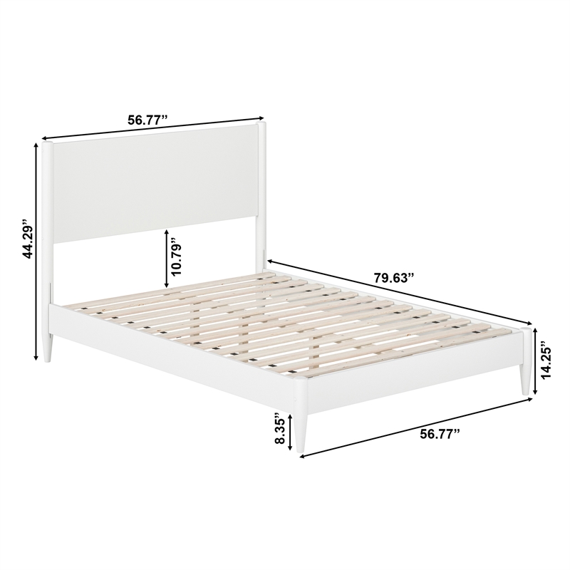 AFI Pasadena Full Solid Wood Low Profile Platform Bed in White