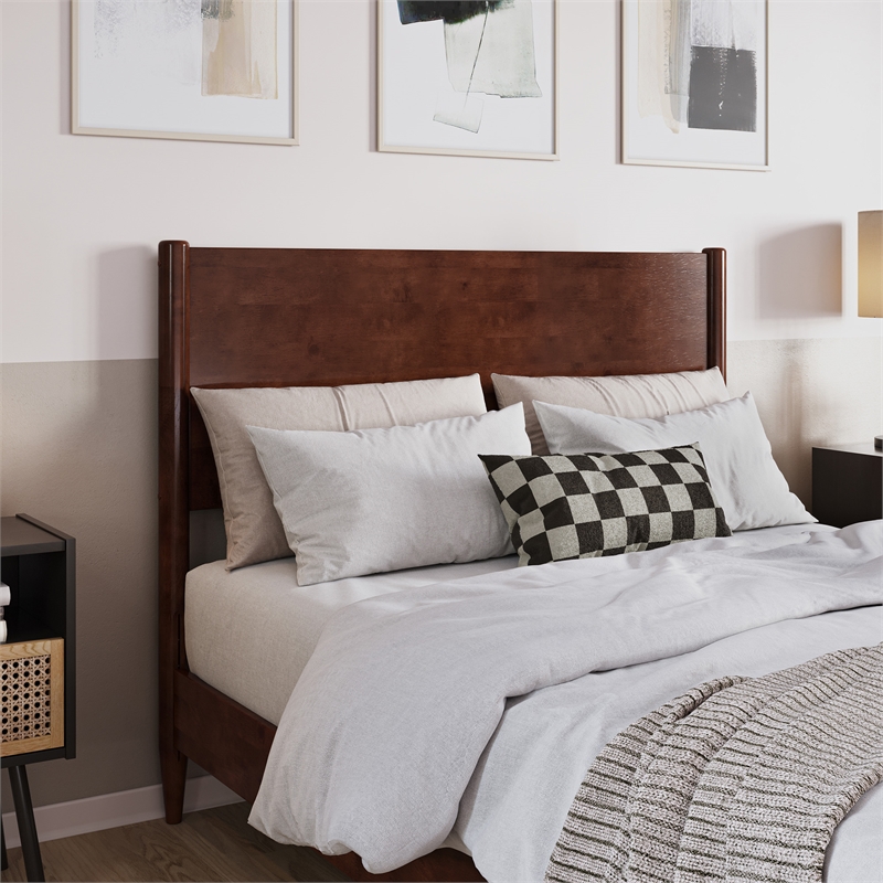 AFI Pasadena Full Solid Wood Low Profile Platform Bed in Walnut