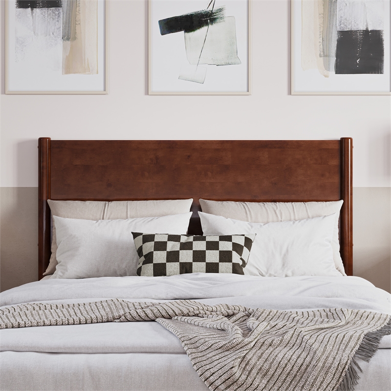 AFI Pasadena Full Solid Wood Low Profile Platform Bed in Walnut