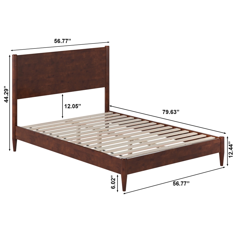 AFI Pasadena Full Solid Wood Low Profile Platform Bed in Walnut