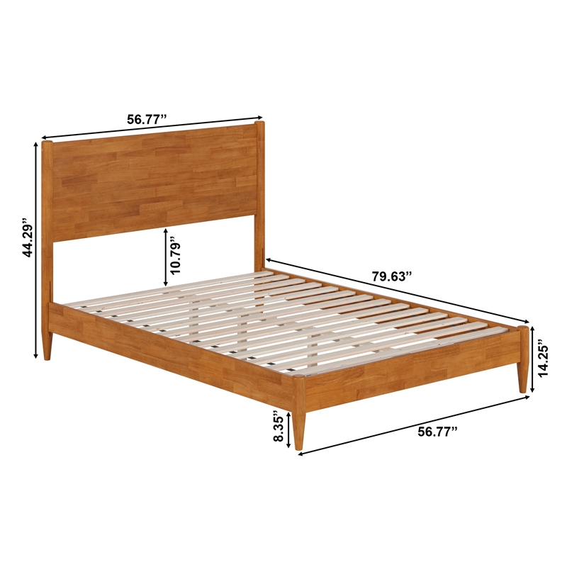 Pasadena Full Solid Wood Low Profile Platform Bed in Light Toffee