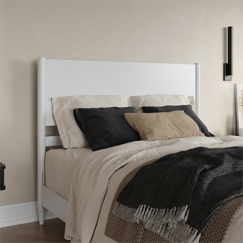 AFI Pasadena Queen Solid Wood Low Profile Platform Bed in White