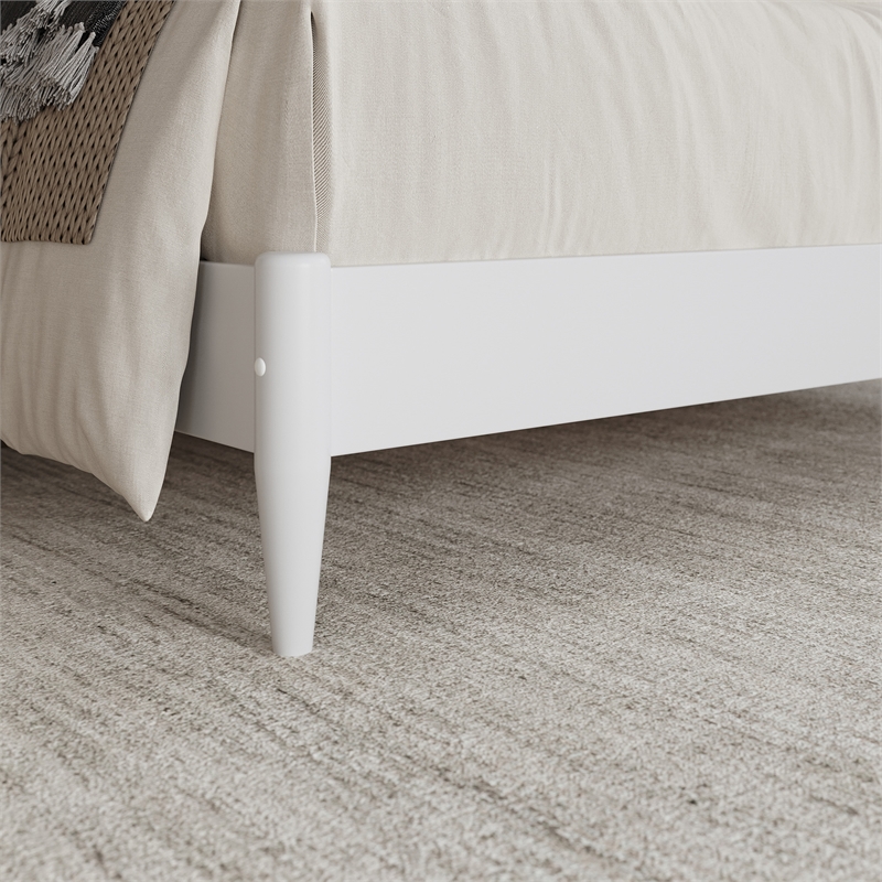AFI Pasadena Queen Solid Wood Low Profile Platform Bed in White