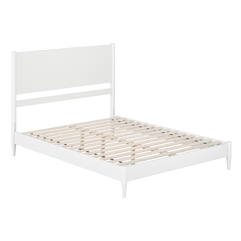 AFI Pasadena Queen Solid Wood Low Profile Platform Bed in White