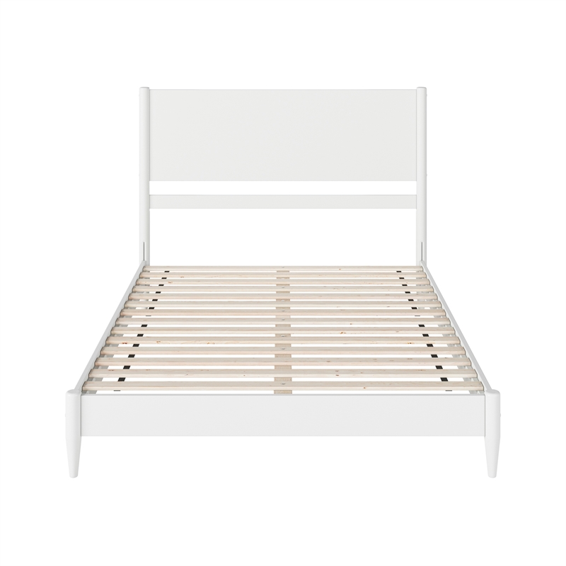 AFI Pasadena Queen Solid Wood Low Profile Platform Bed in White