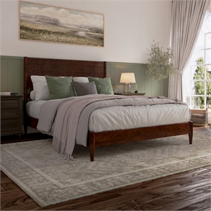 pasadena queen solid wood low profile platform bed in walnut