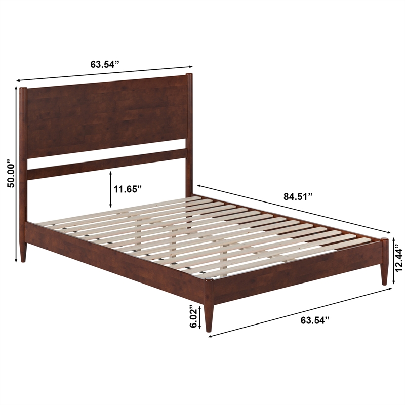Pasadena Queen Solid Wood Low Profile Platform Bed in Walnut