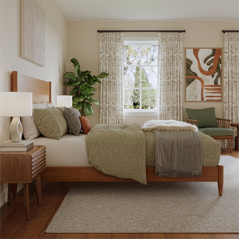 Pasadena Queen Wood Low Profile Platform Bed in Light Toffee