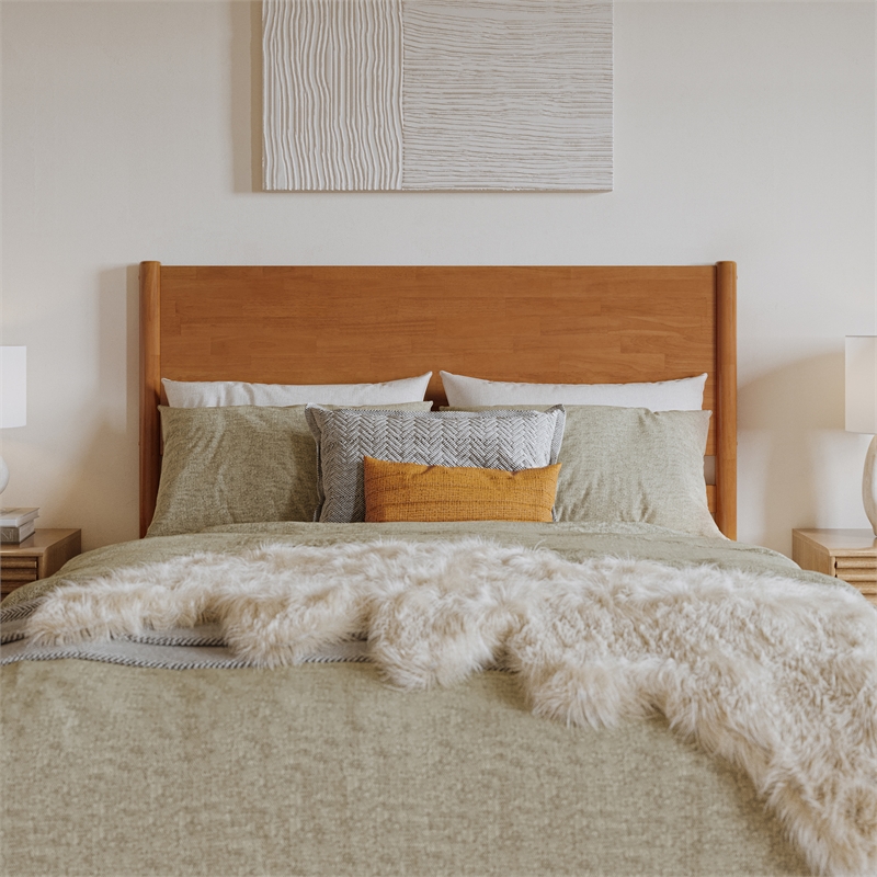 Pasadena Queen Wood Low Profile Platform Bed in Light Toffee