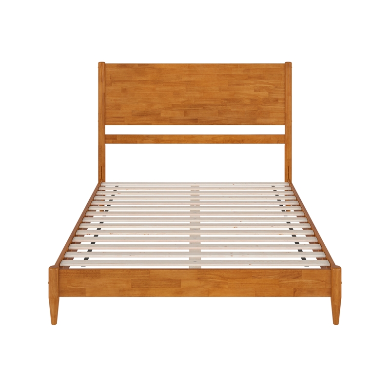 Pasadena Queen Wood Low Profile Platform Bed in Light Toffee