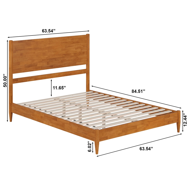 Pasadena Queen Wood Low Profile Platform Bed in Light Toffee