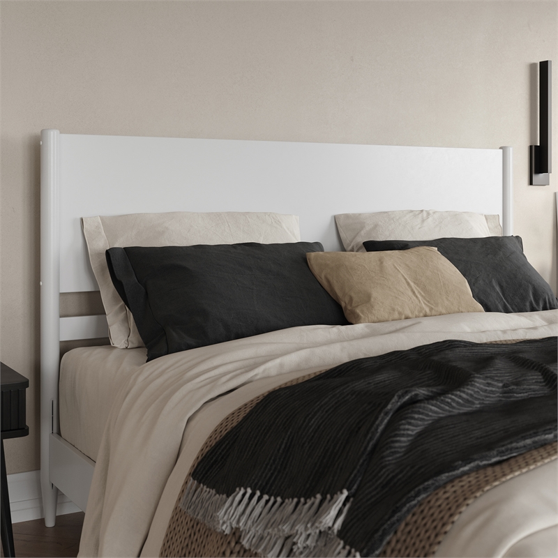AFI Pasadena King Solid Wood Low Profile Platform Bed in White