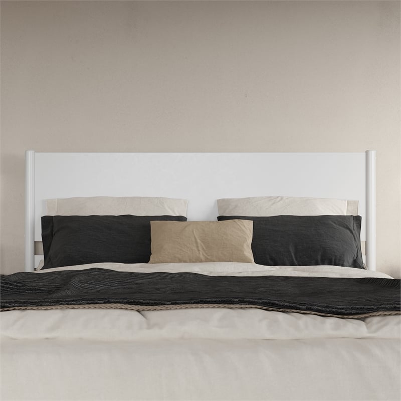 AFI Pasadena King Solid Wood Low Profile Platform Bed in White