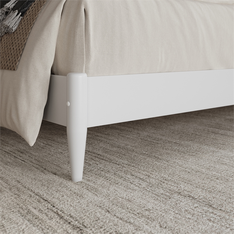 AFI Pasadena King Solid Wood Low Profile Platform Bed in White
