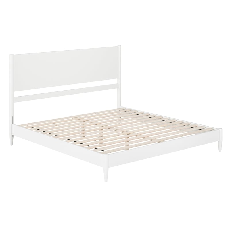 AFI Pasadena King Solid Wood Low Profile Platform Bed in White