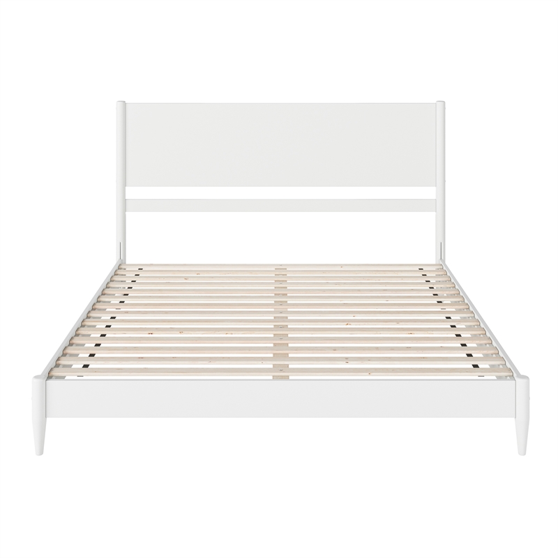 AFI Pasadena King Solid Wood Low Profile Platform Bed in White