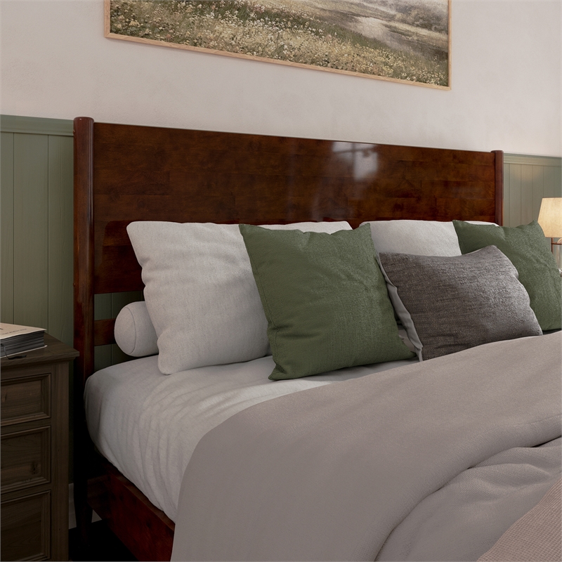 AFI Pasadena King Solid Wood Low Profile Platform Bed in Walnut