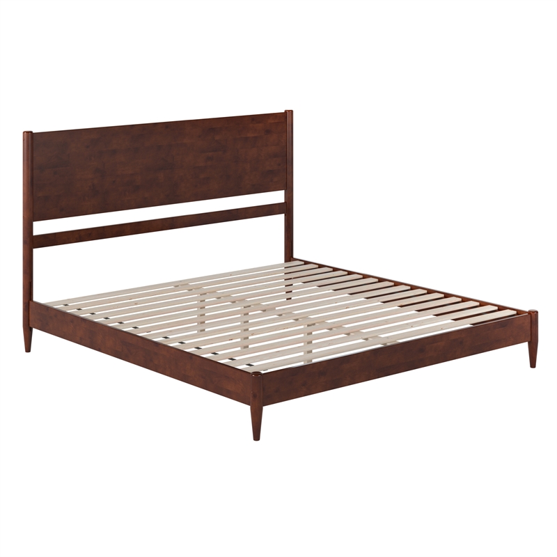 AFI Pasadena King Solid Wood Low Profile Platform Bed in Walnut